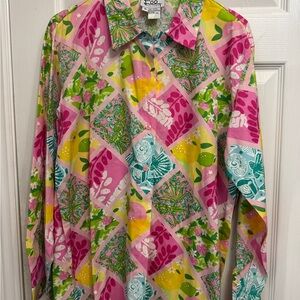 Lilly Pulitzer Pink and Green Womens Casual Shirt